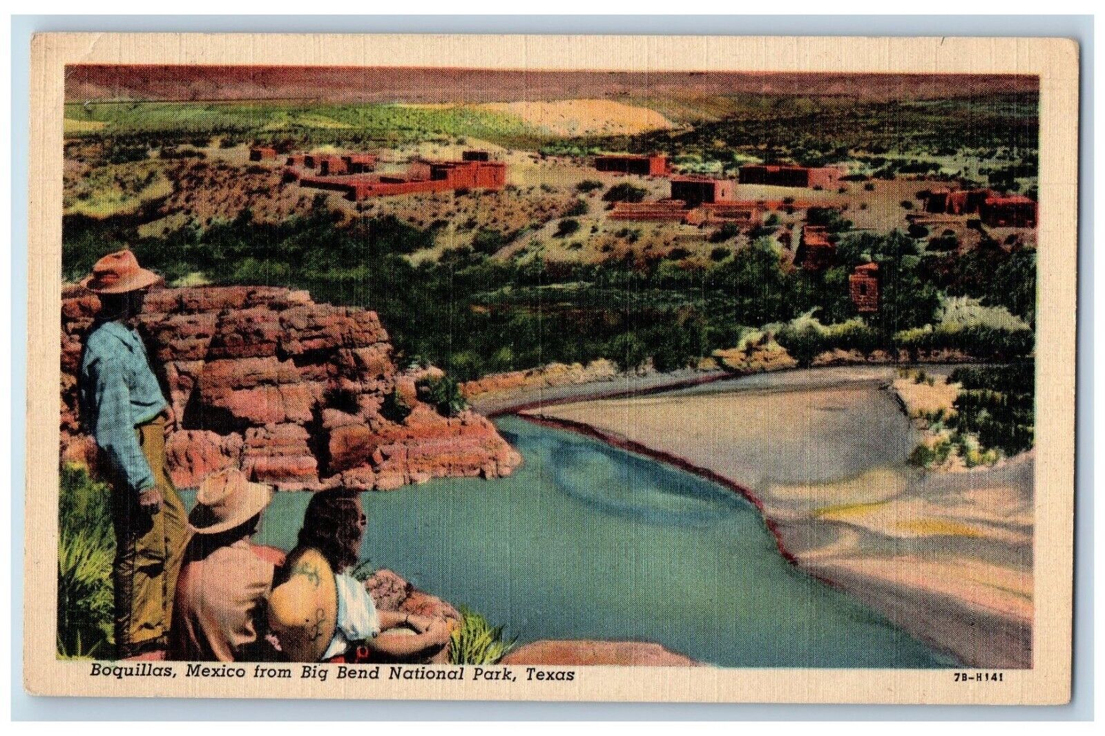 Big Bend Texas TX Postcard Boquillas Mexico Big Bend National Park c1952 Vintage