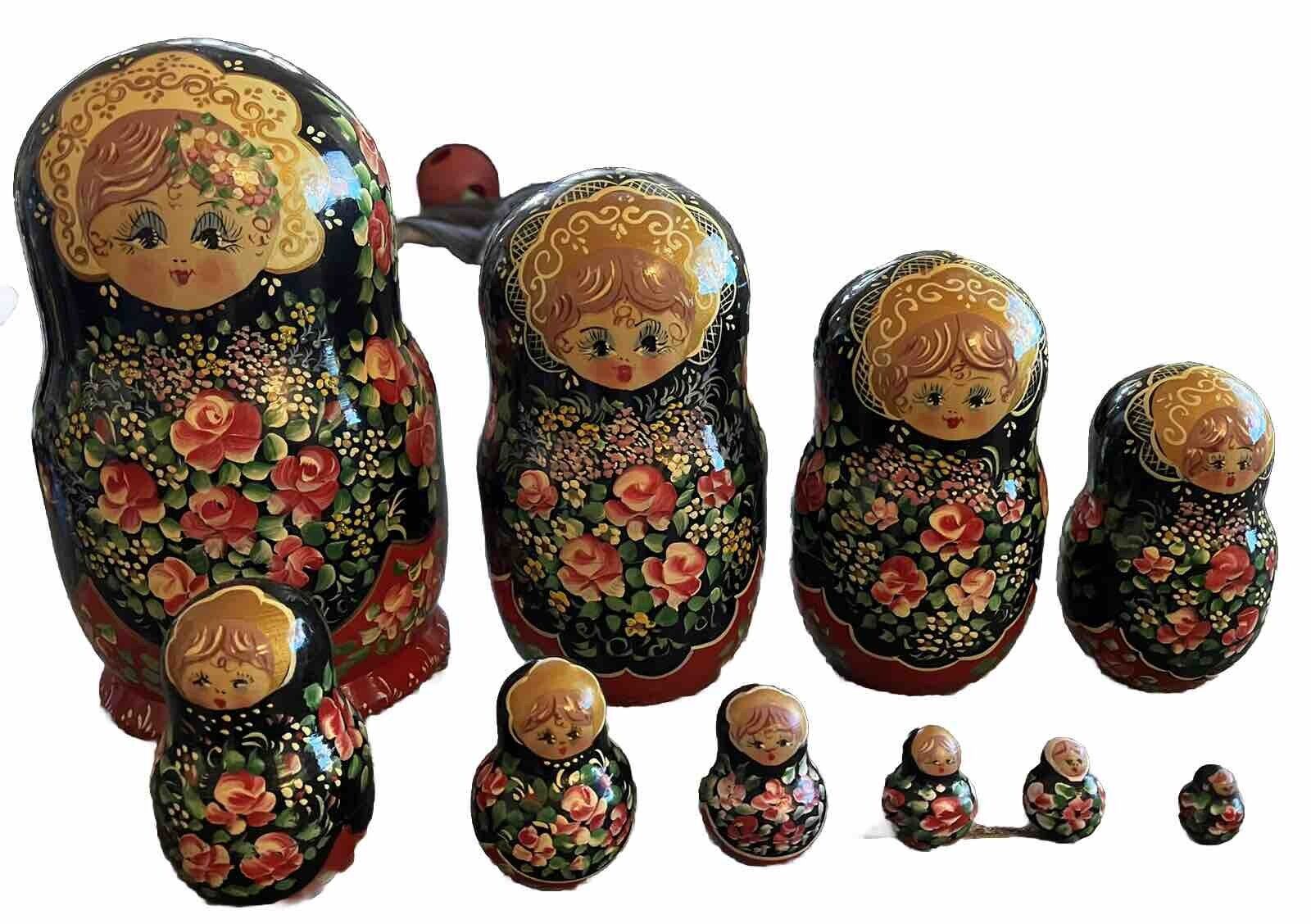 Beautiful Russian Wooden Nesting Dolls Matryoshka 10 Pieces