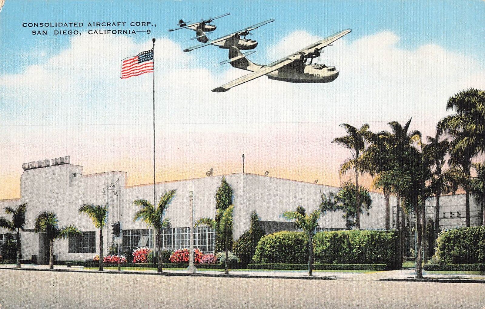 Vintage Postcard Consolidated Aircraft Corp., San Diego, CA U.S. Army AIr WW2