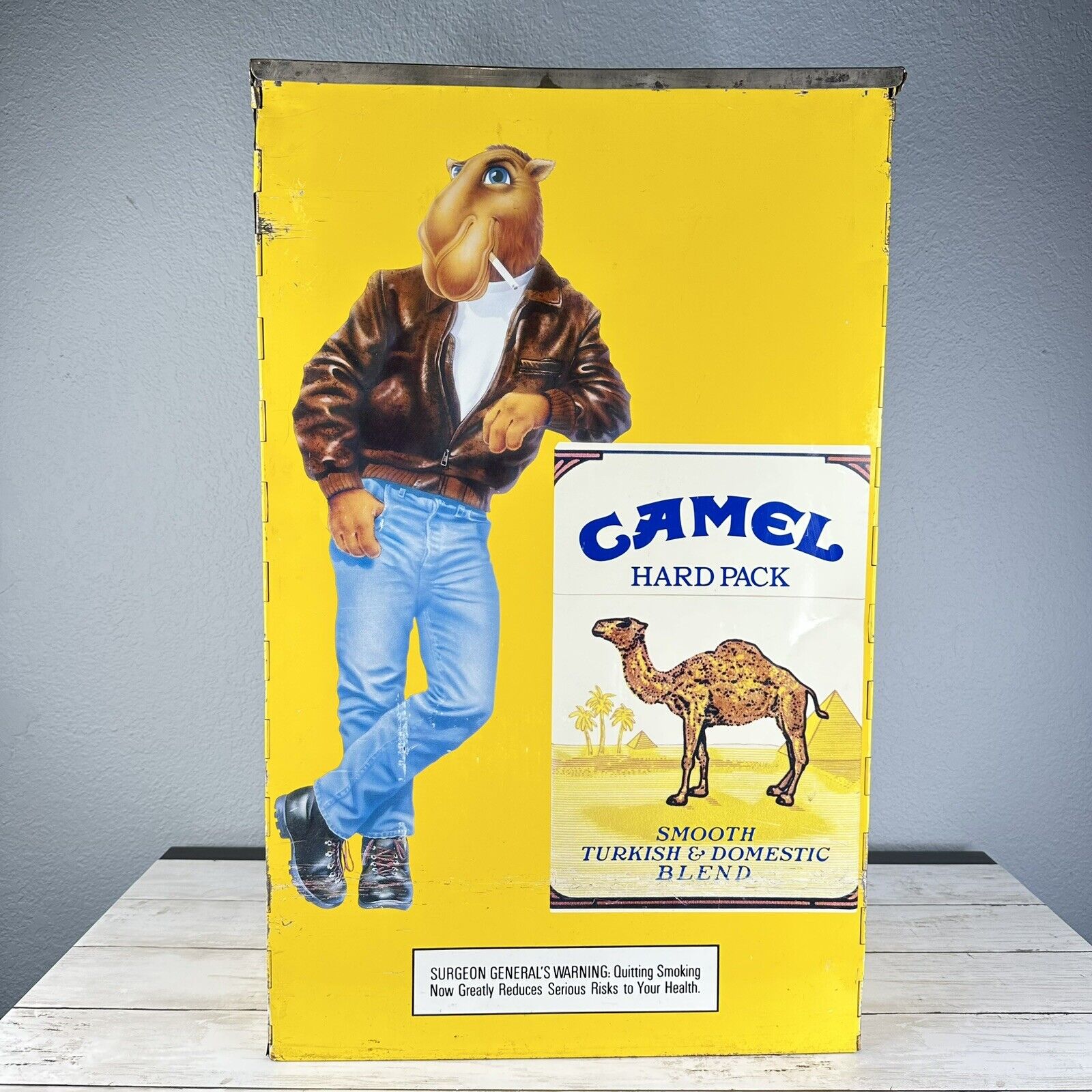RARE Vintage Joe Camel Cigarette Pack Country Store Metal Ashtray Sign 24”