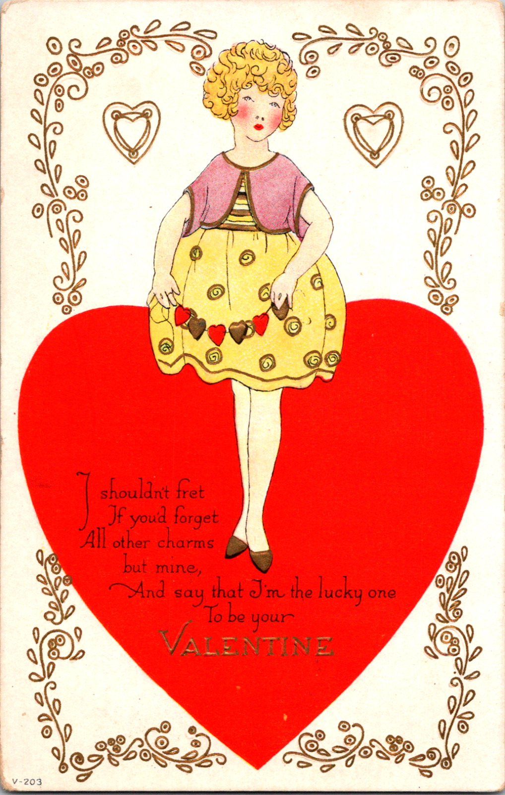 Vintage C. 1920 Ballet Ballroom Dancer Heart Shape Dancefloor Valentine Postcard