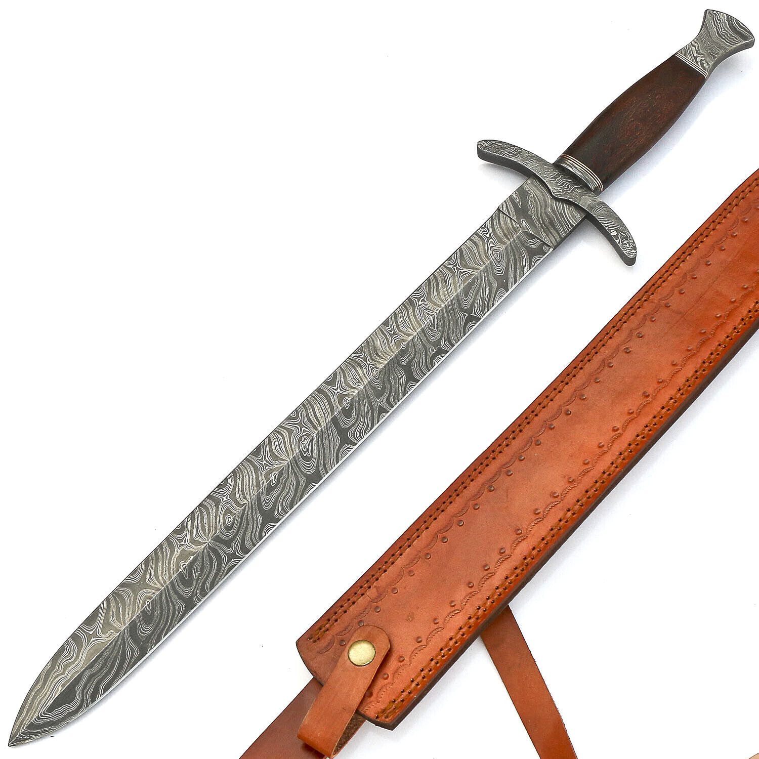 25'Inch Handmade Sword' Damascus Steel Full Tang Sword Hunting Sword With Sheath
