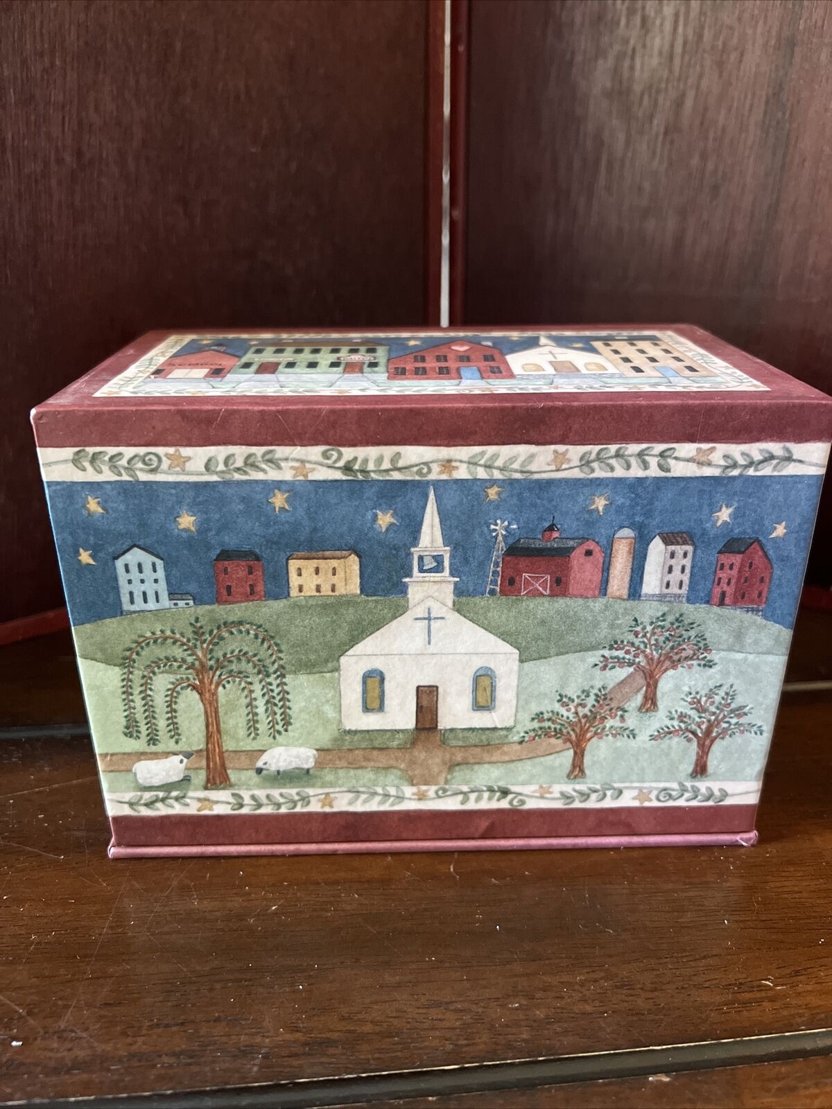 Primitive/Country/ Folk Art/Recipe Box W/Cards And Categories