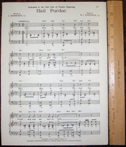 PURDUE UNIVERSITY Vintage Original Song Sheet c1945 