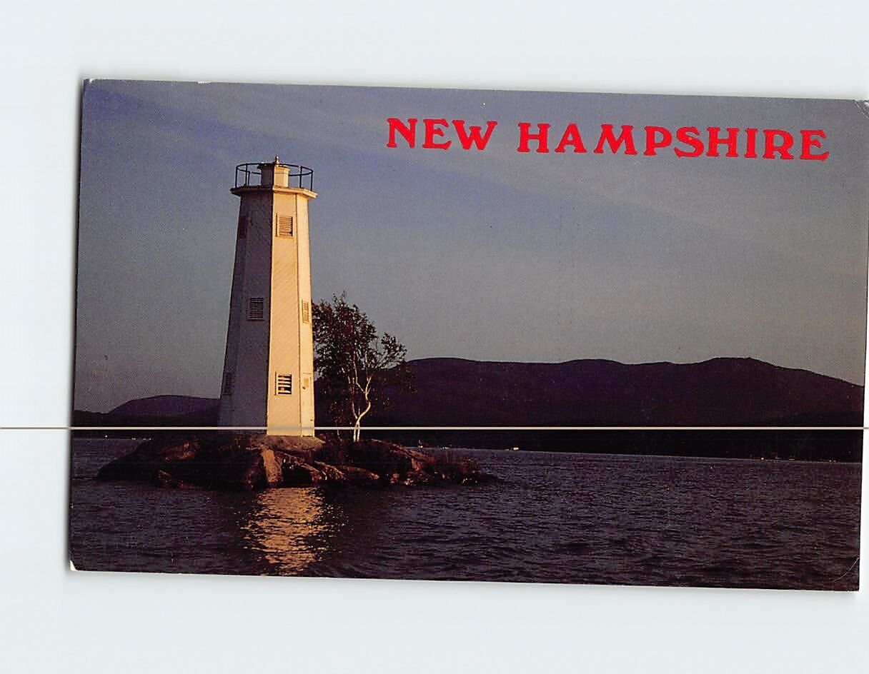 Postcard Loon Island Light, Lake Sunapee, New Hampshire