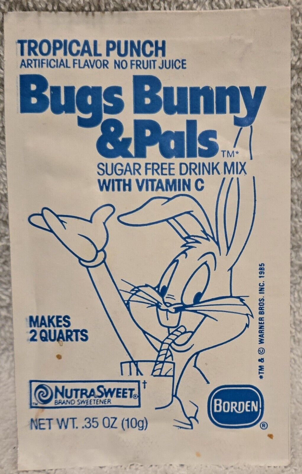  VINTAGE 1988 Bugs Bunny & Pals Tropical Punch Sugar Free Drink Mix Packet *NOS*