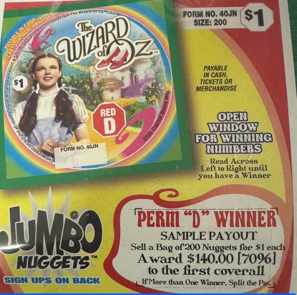 NEW pull tickets Wizard Nuggets Flash- Card Tabs Seal