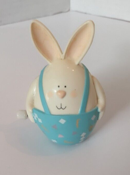 Vintage RARE Hallmark Wind Up Easter Bunny with Cotton Tall