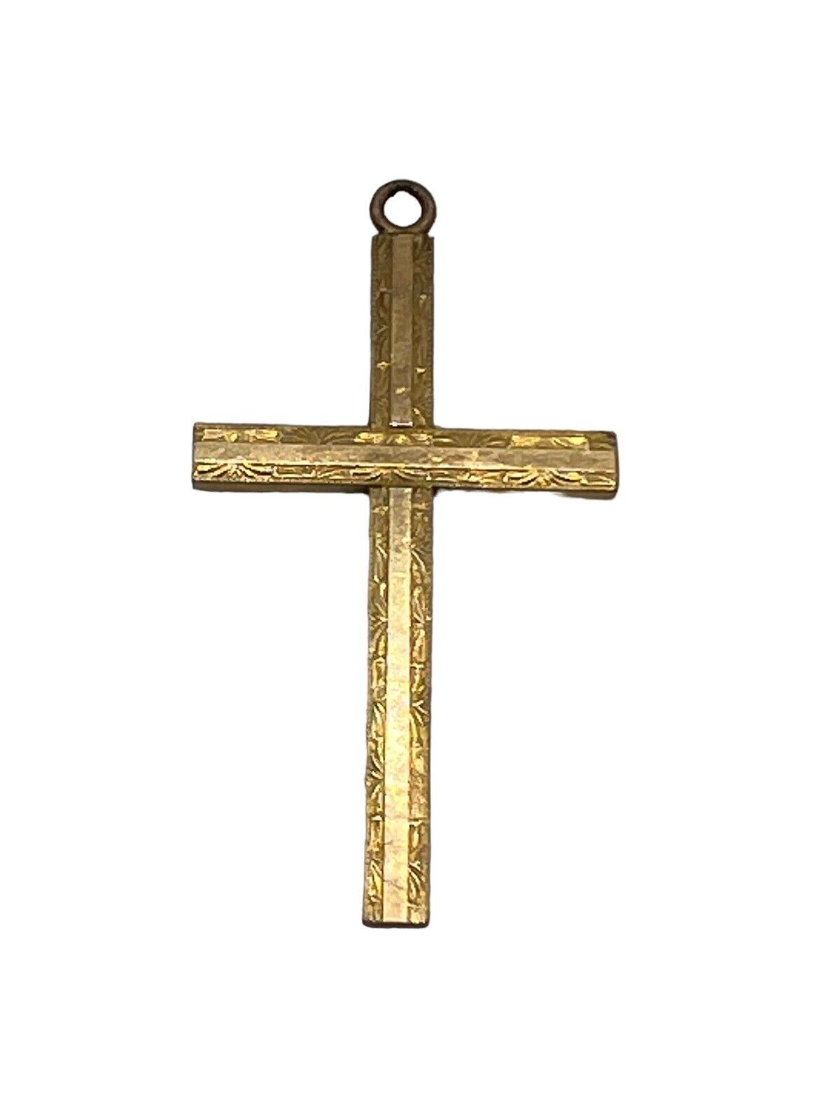 Vintage Cross Etched Gold Tone Christian Religious Spirituality