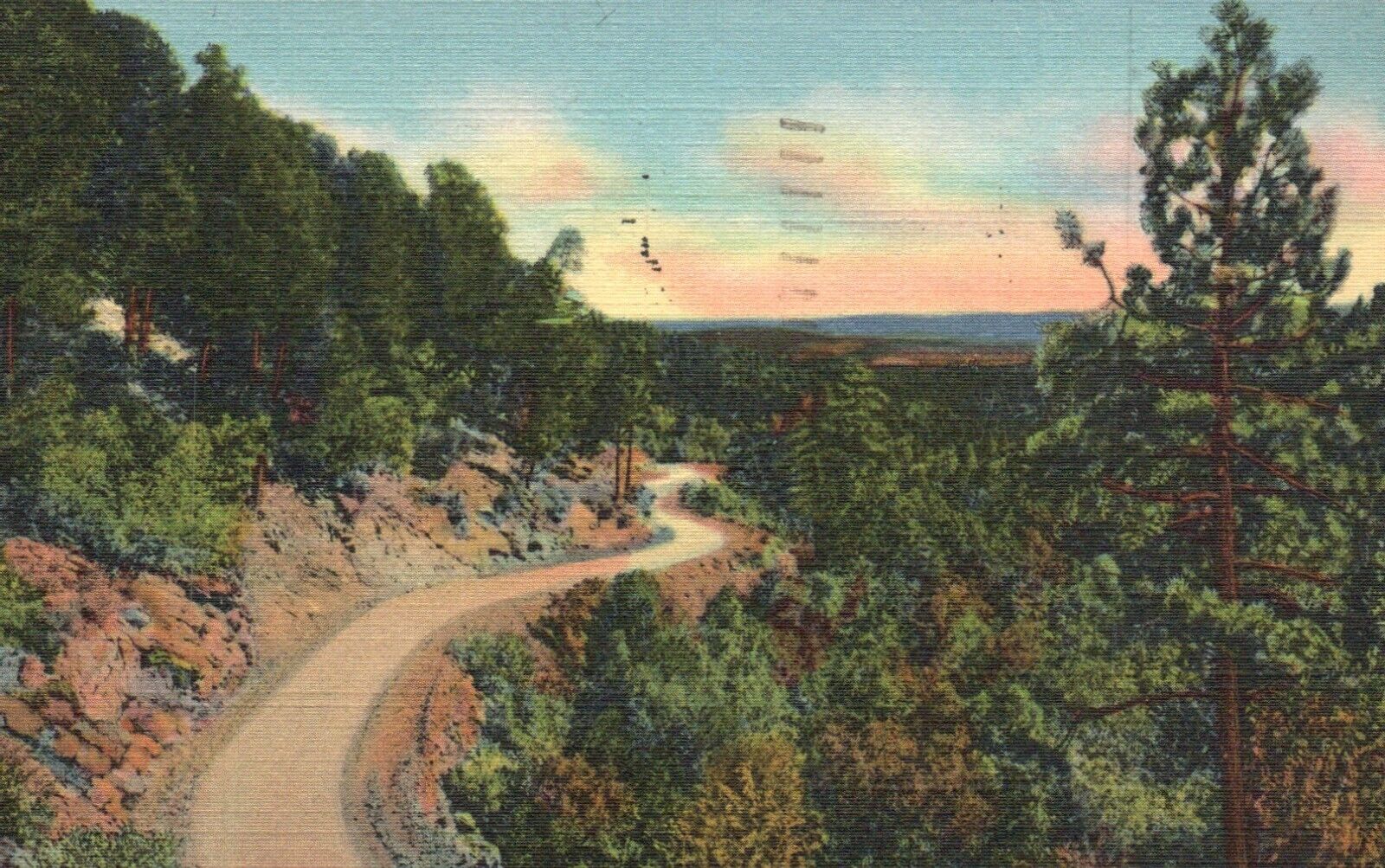 Postcard NM near Albuquerque Sandia Loop Road Linen Antique Vintage PC f871
