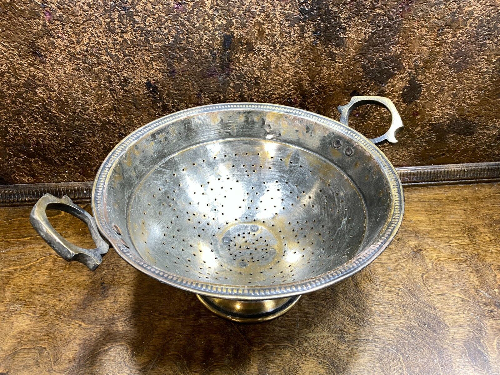 Antique Persian Middle Eastern Large Tinned Kitchen Strainer Sieve Colander 