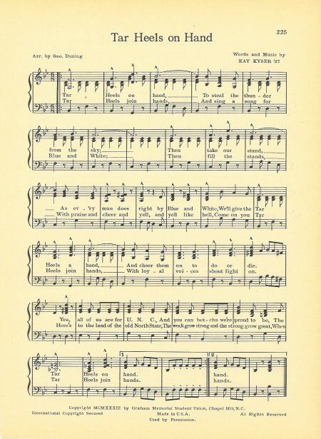 UNIVERSITY OF NORTH CAROLINA Vintage Song Sheet c1941 