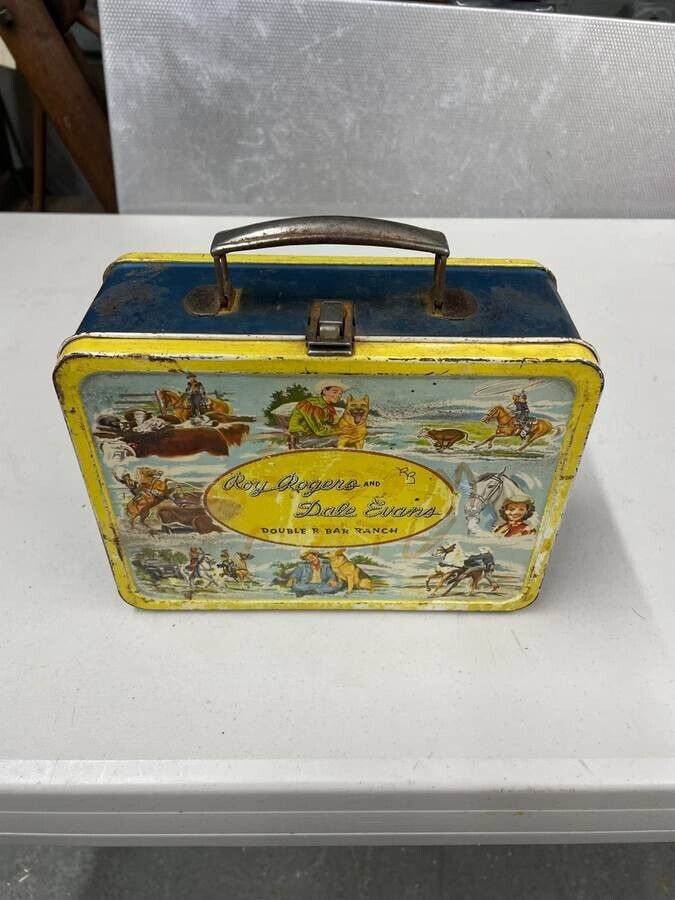 1950s Roy Rogers and Dale Evans Metal Lunchbox Double R Bar Ranch, No Thermos