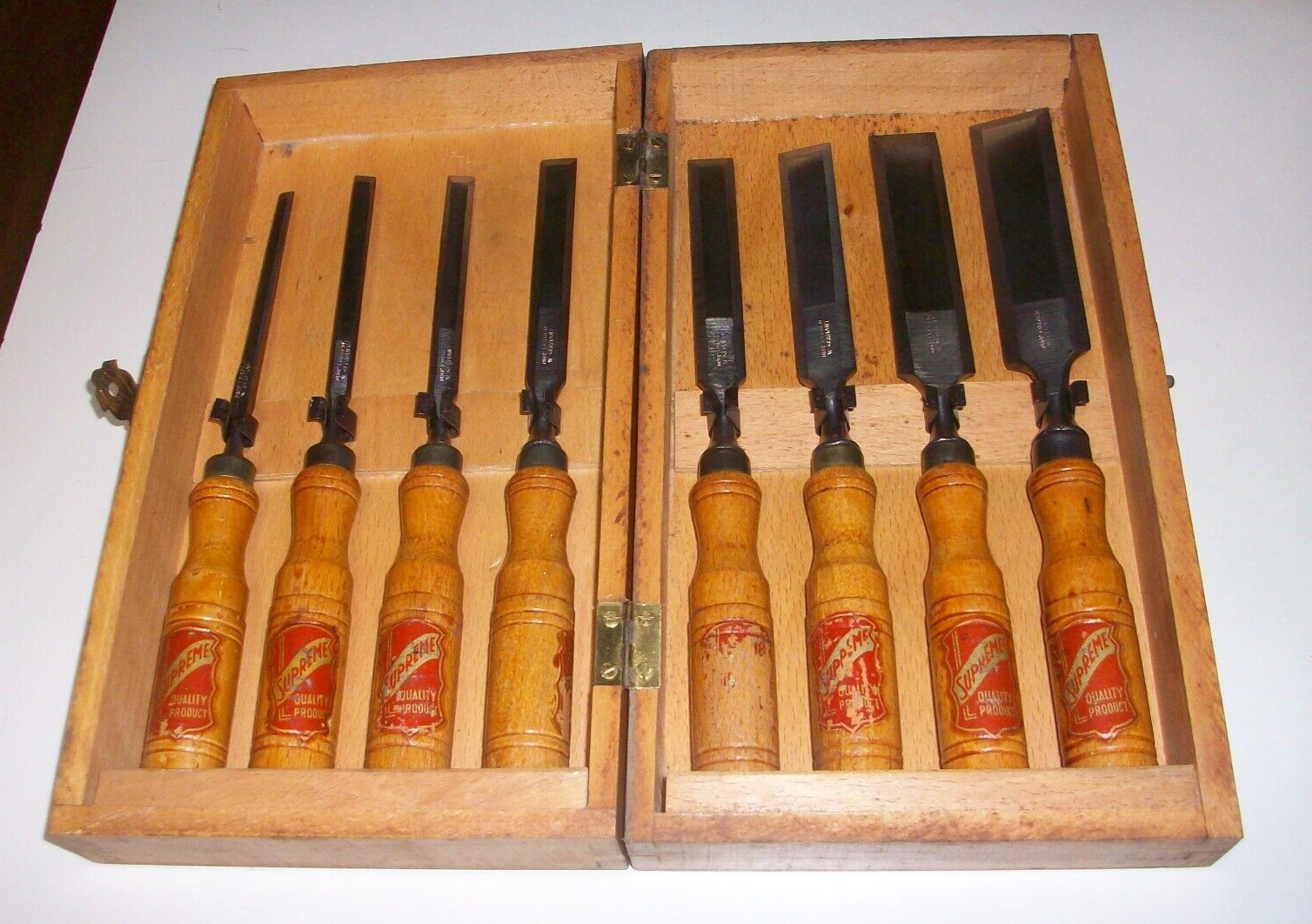 Vintage~ Supreme~ 8-piece~ Wood Chisel Set~ Original Wood Box~ West Germany