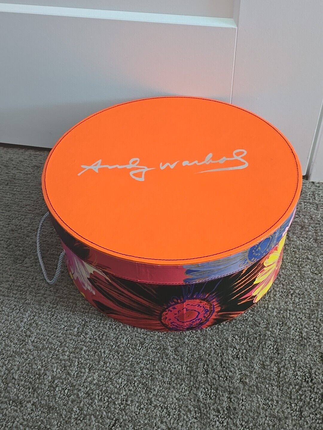  Vintage Andy Warhol Daisy Hat Box - Orange