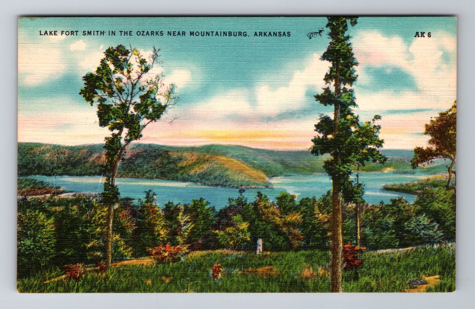 Mountainburg AR-Arkansas, Lake Fort Smith, Ozark Mt., Antique Vintage Postcard