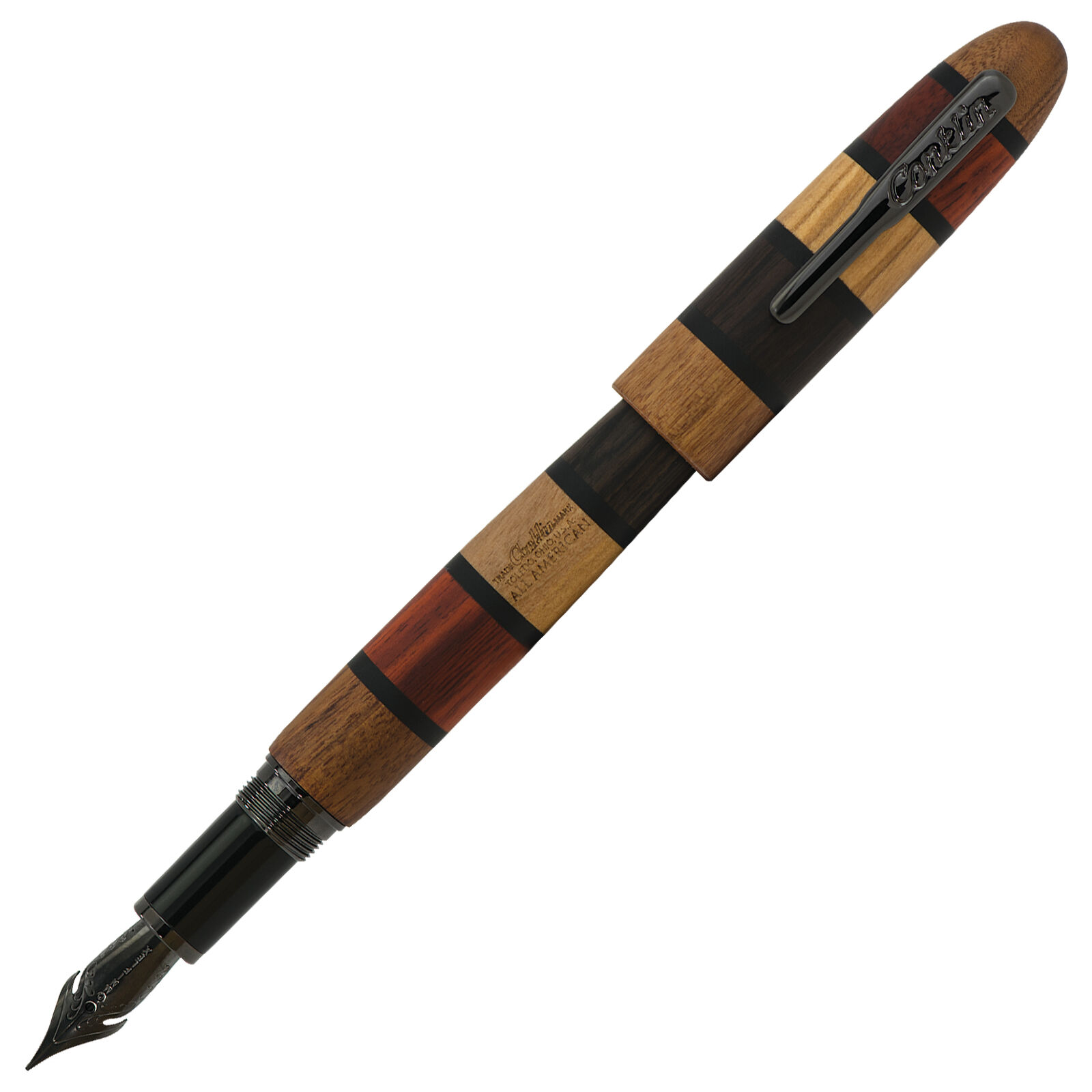 Conklin All American Fountain Pen in Quad Wood - 1.5mm Stub Nib - NEW in Box