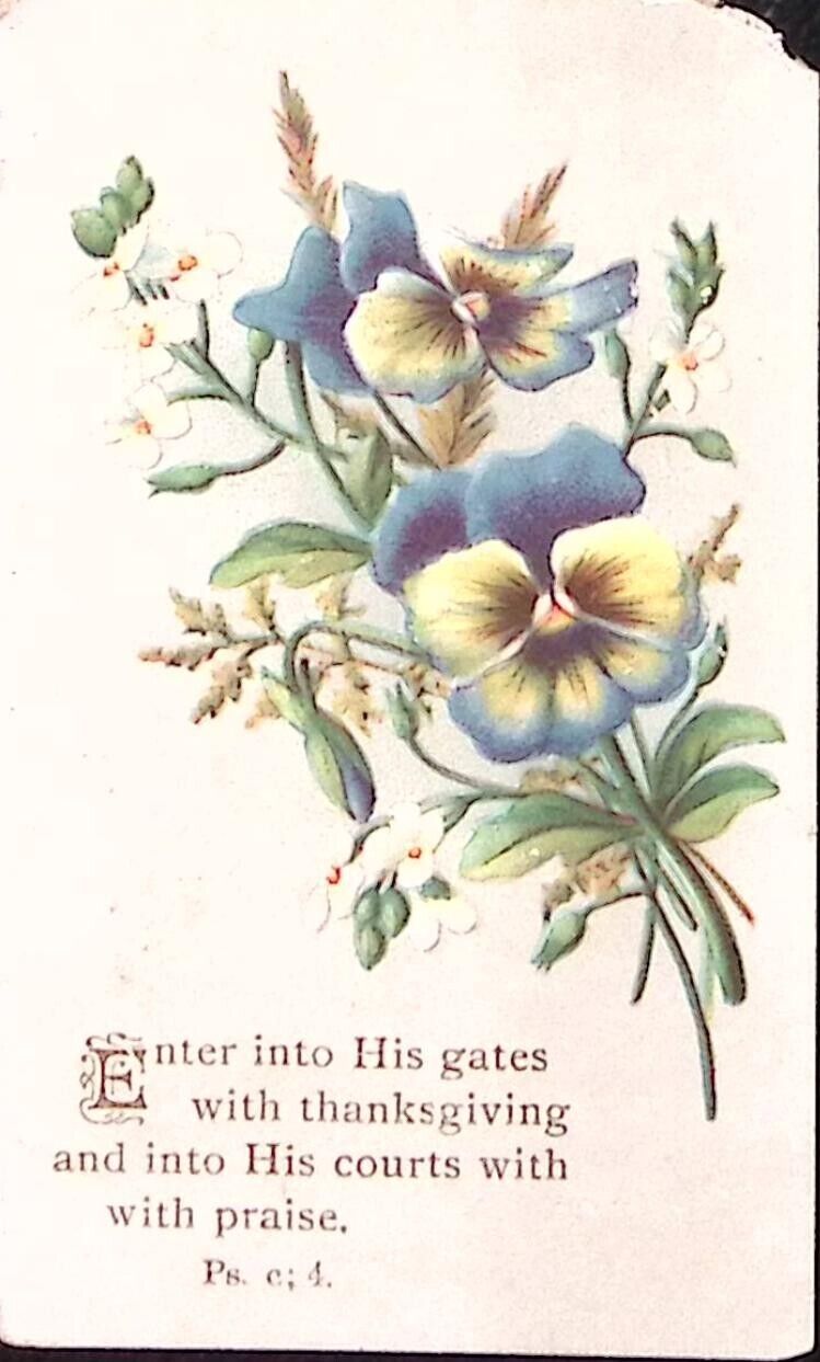 c1880 BIBLE VERSE PRAYER PSALMS FLORAL EMBOSSED VICTORIAN TRADE CARD P4452