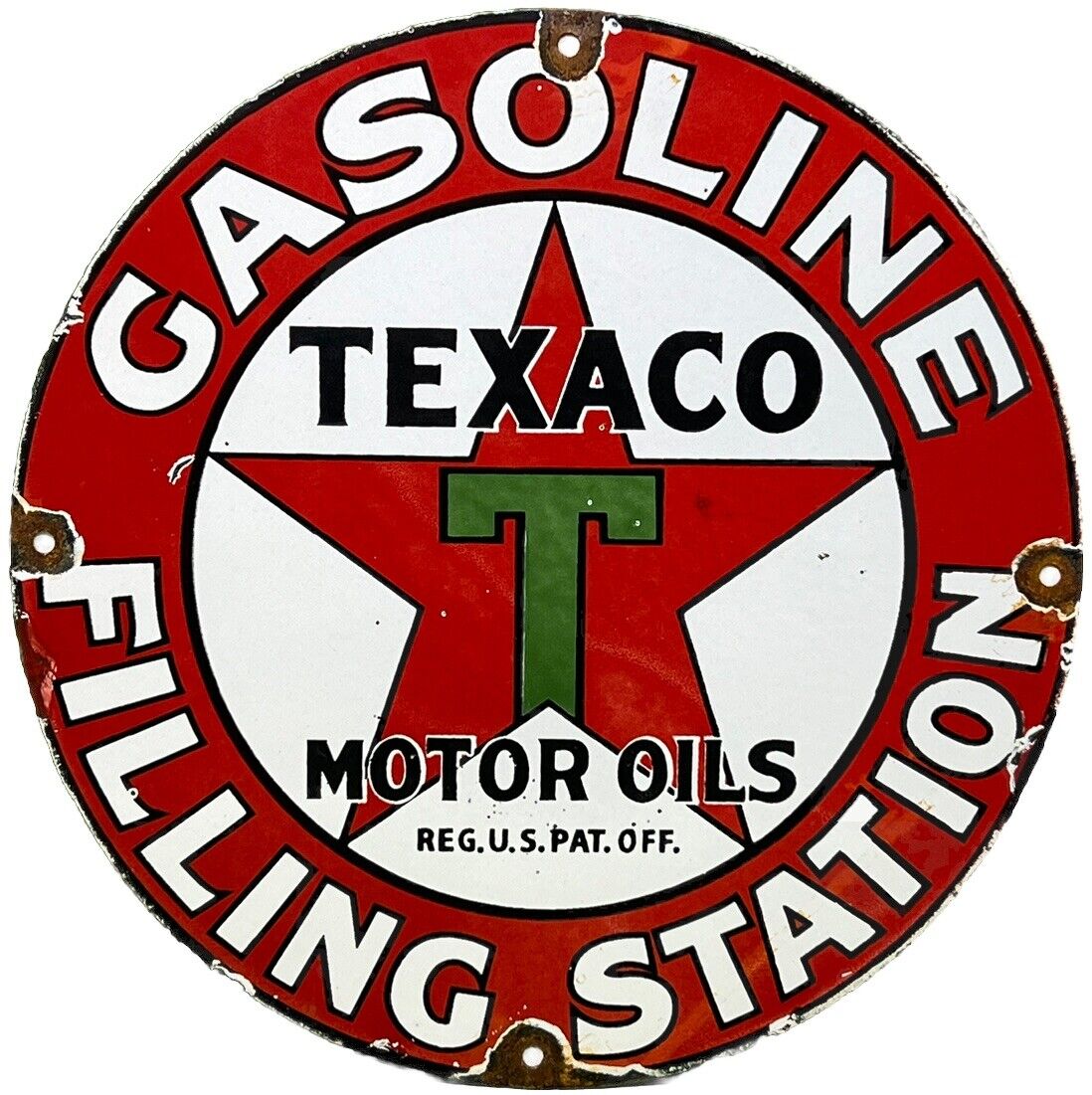 VINTAGE TEXACO MOTOR OIL PORCELAIN SIGN TEXAS GASOLINE GAS STATION PUMP PLATE