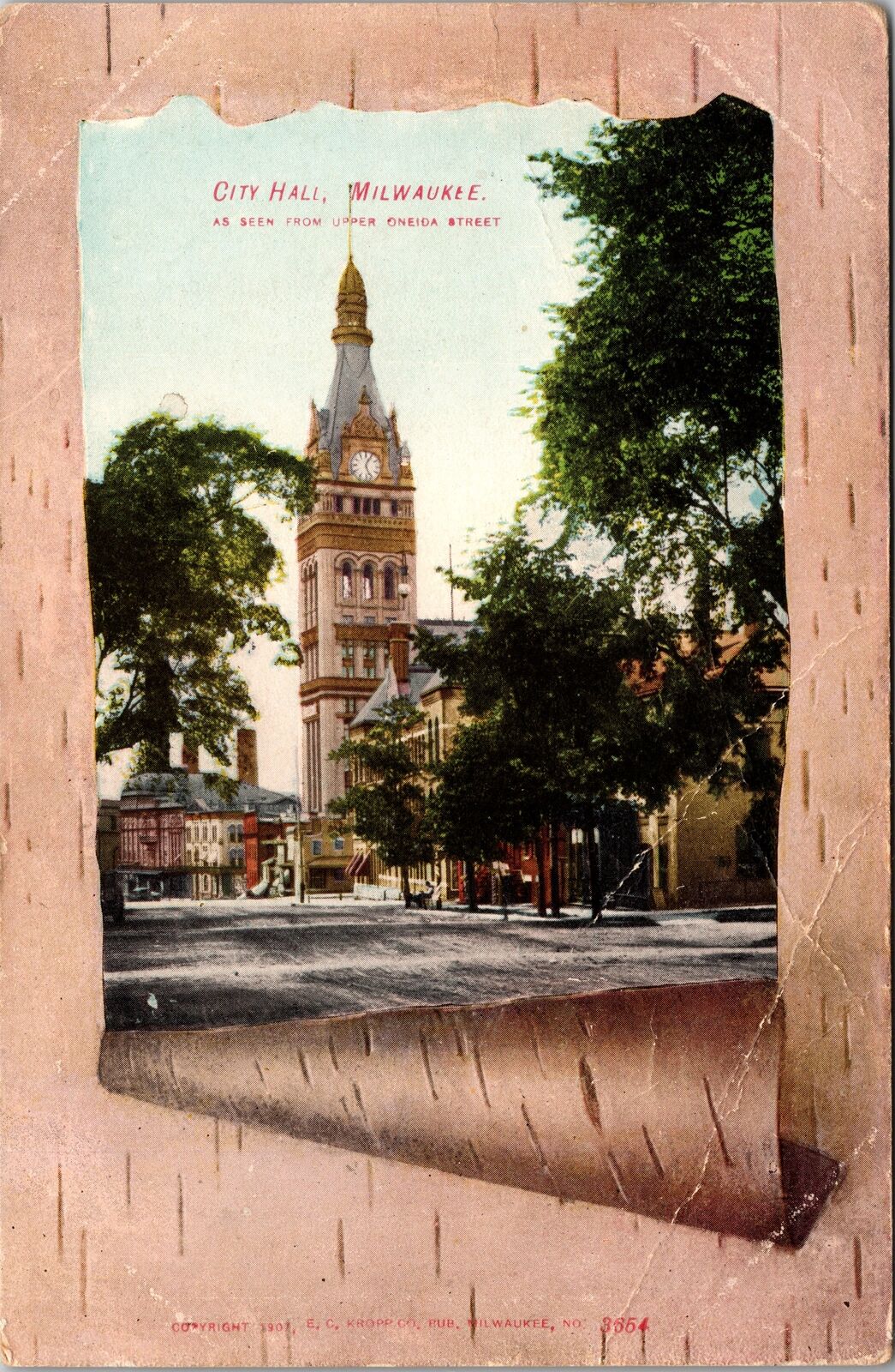 Milwaukee WI-Wisconsin, City Hall, Clock Tower, Vintage Postcard