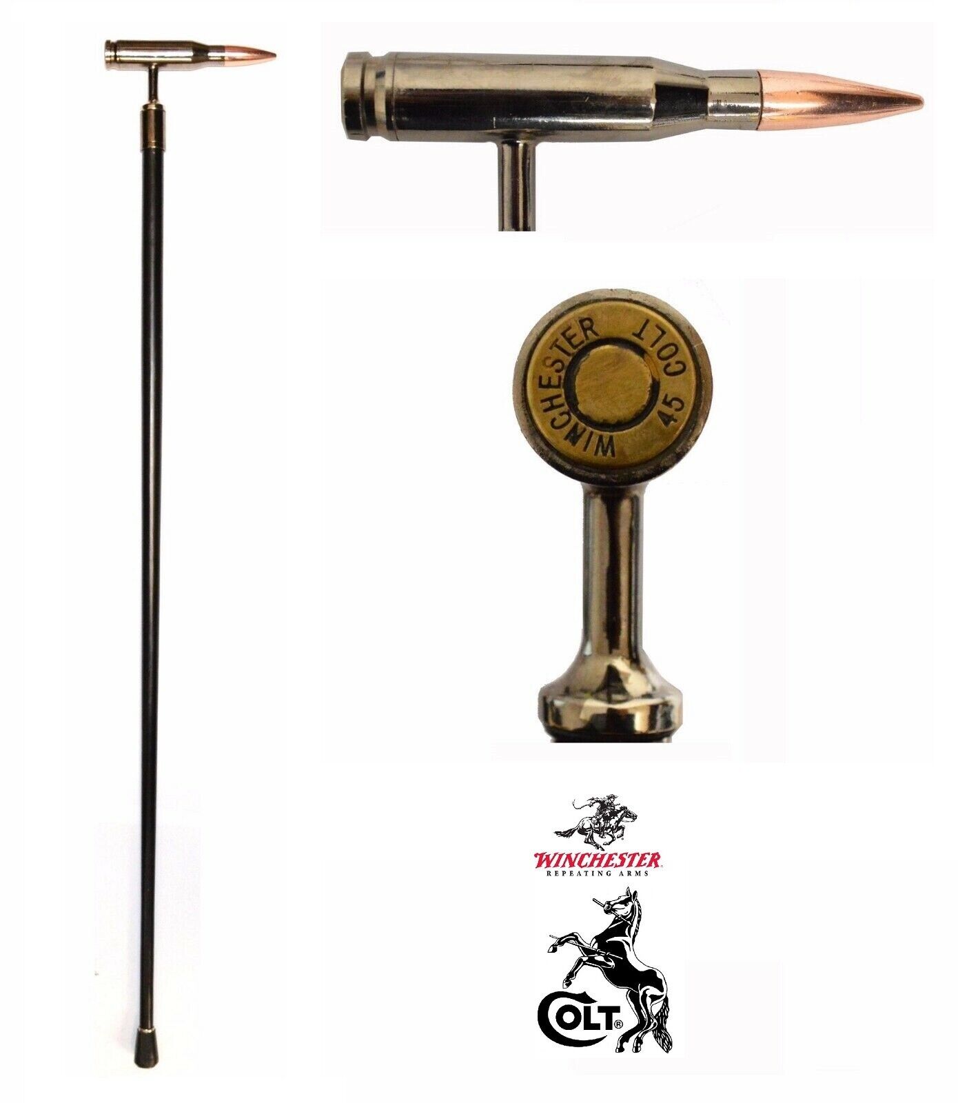 Winchester Colt Bullet Shaped Walking Stick - Cane - US Military Unique Cane