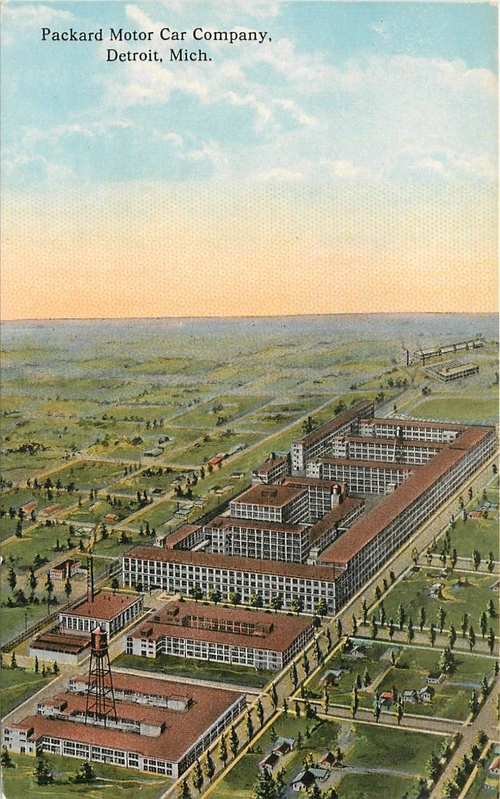 c1910 Aerial View of Packard Motor Car Company, Detroit, Michigan Postcard