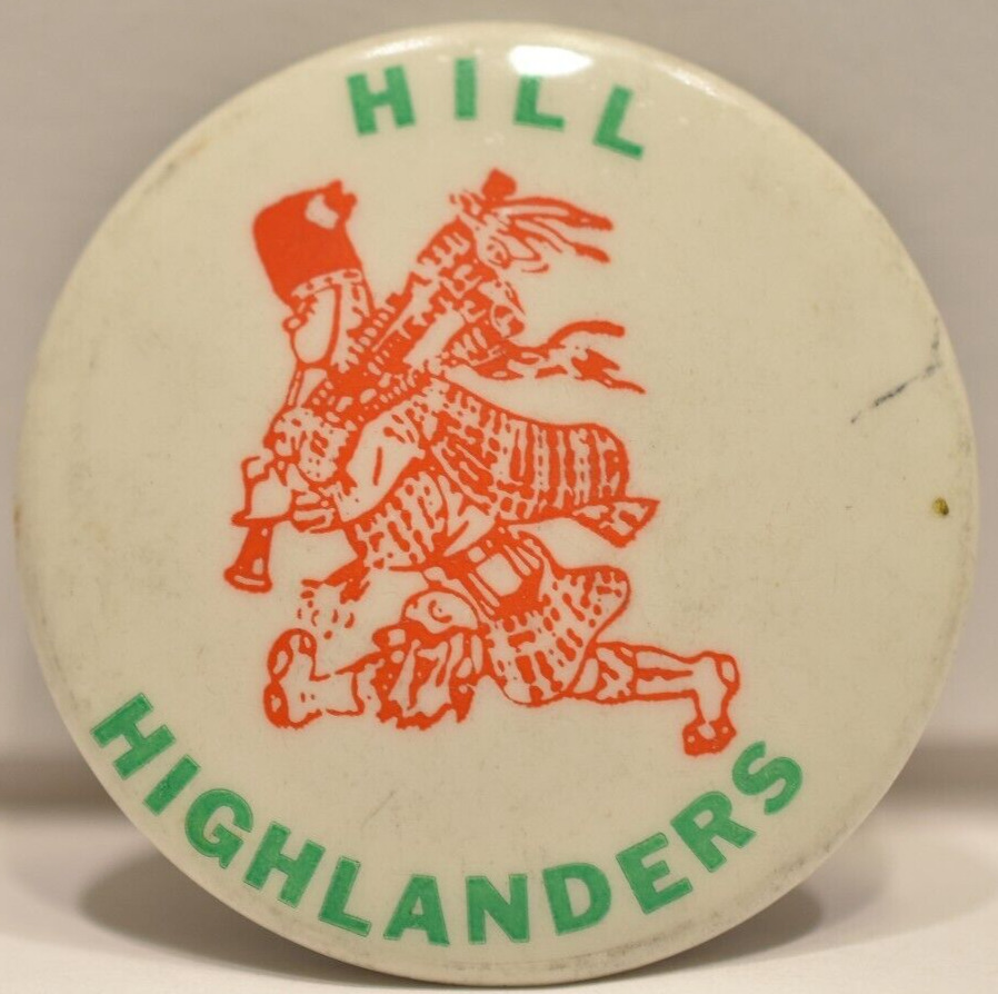 Vintage 1970s Hill Highlanders Scottish Pipe Musician Pinback