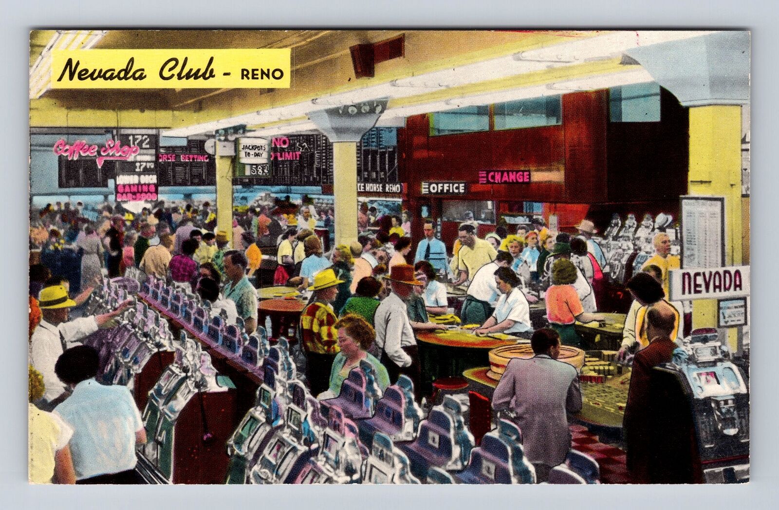 Reno NV-Nevada, Nevada Club Advertising, Gambling, Antique Vintage Postcard