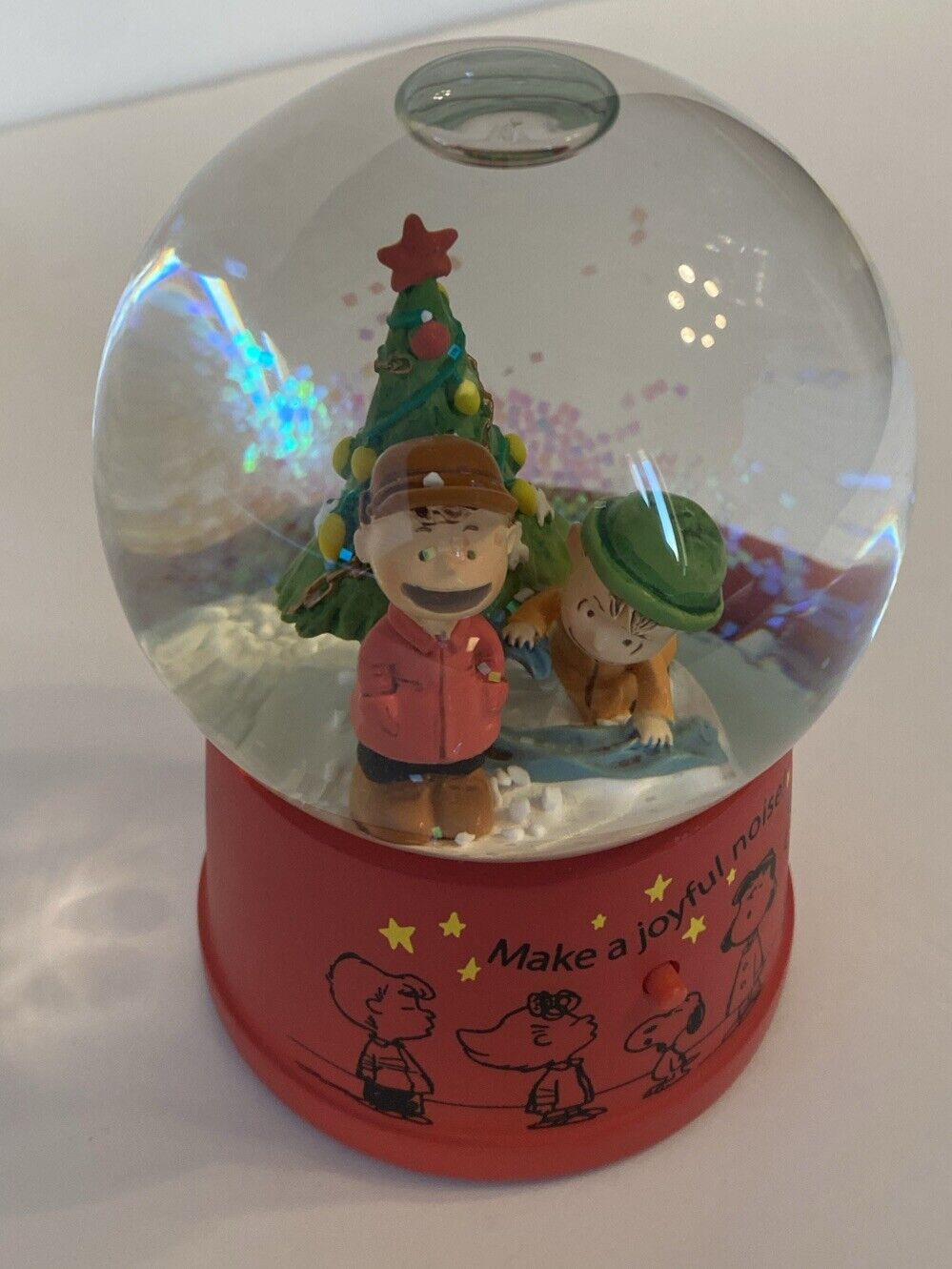 Hallmark Peanuts Gallery Christmas Musical Snow Globe Charlie and Linus Works