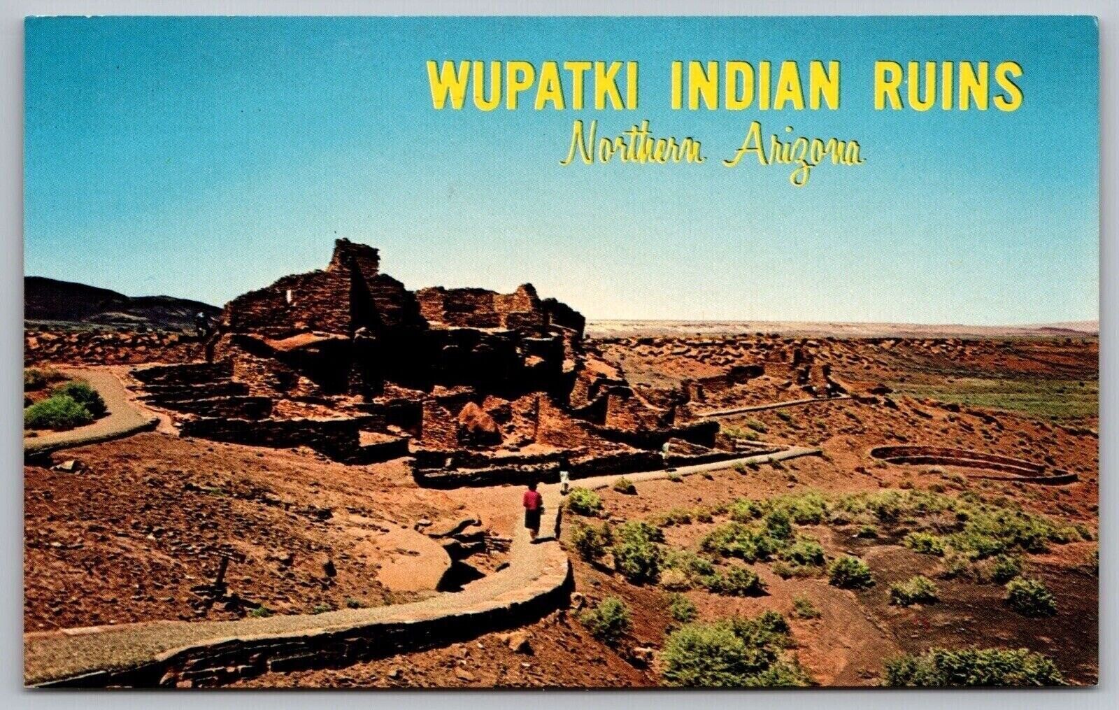 Wupatki Indian Ruins Northern Arizona Birds Eye View Desert Vintage UNP Postcard