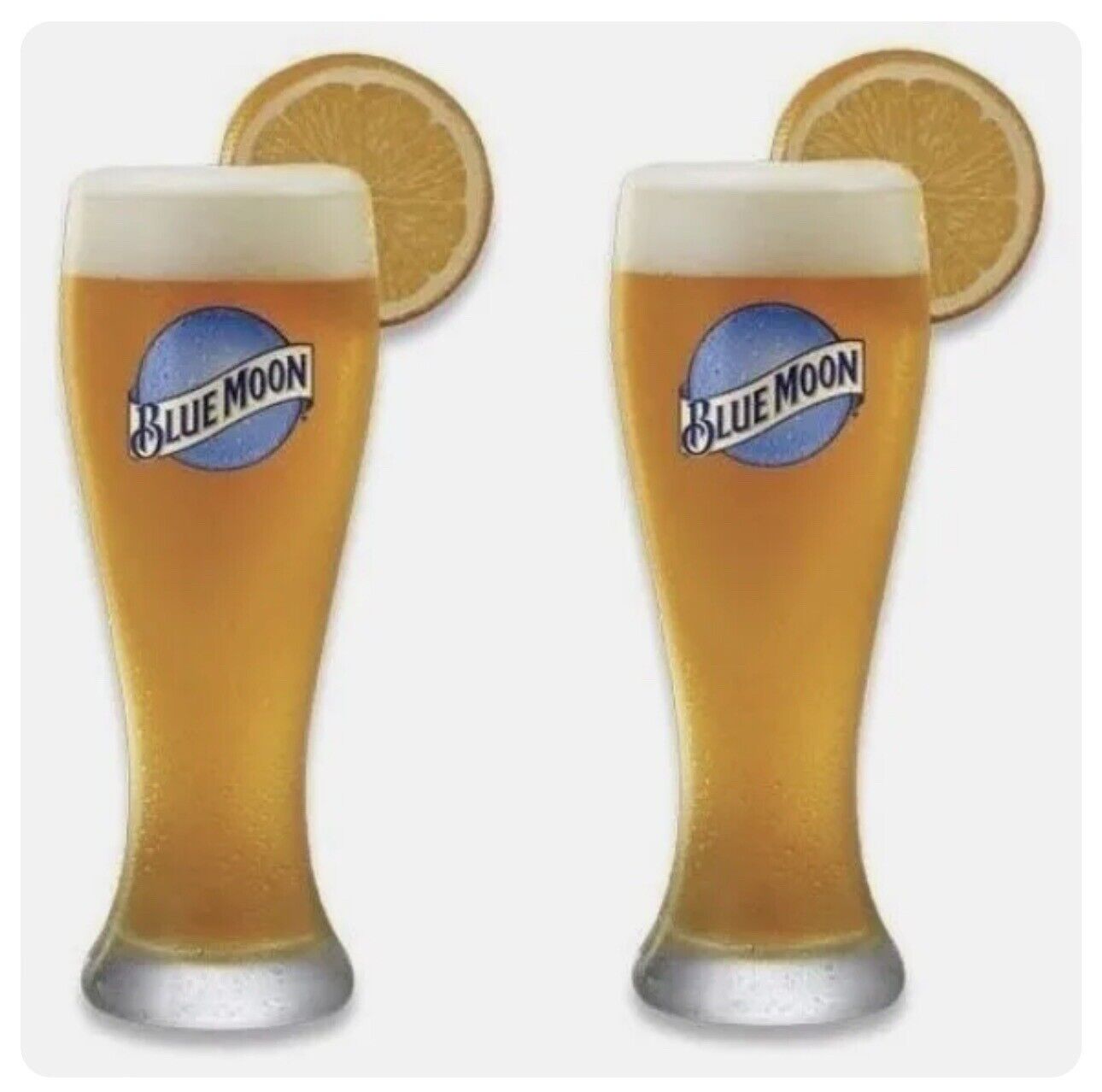 Blue Moon 16 oz Pilsner Beer Glass - Set of Two (2) Glasses - New & 