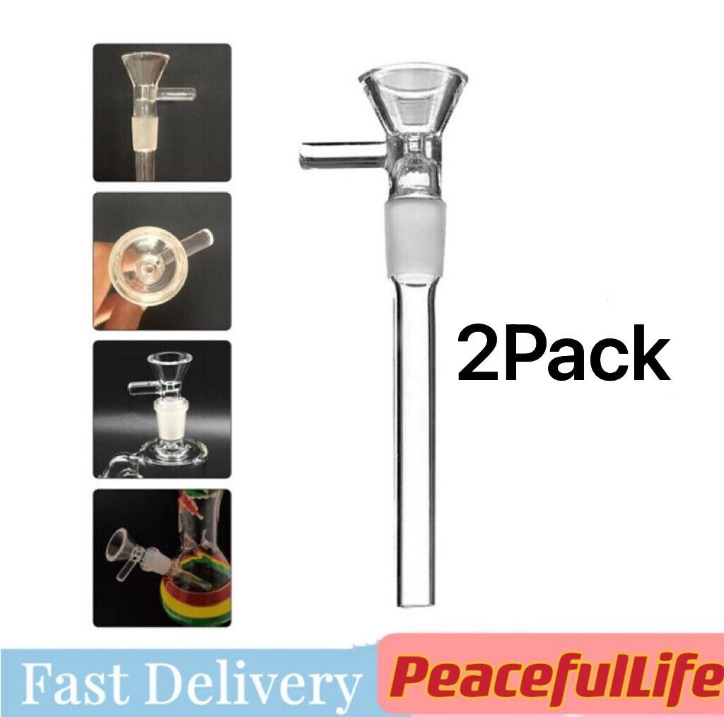 2PCS-4.7inch 14mm Male Pipes Glass Downstem with Bowl Adapter Water Filter Parts