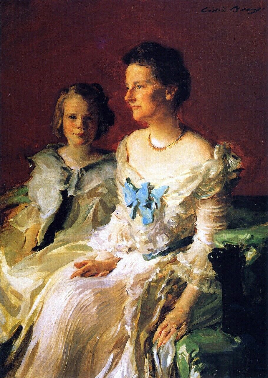 Oil painting Mrs-Theodore-Roosevelt-and-Daughter-Ethel-Cecilia-Beaux-oil-paint