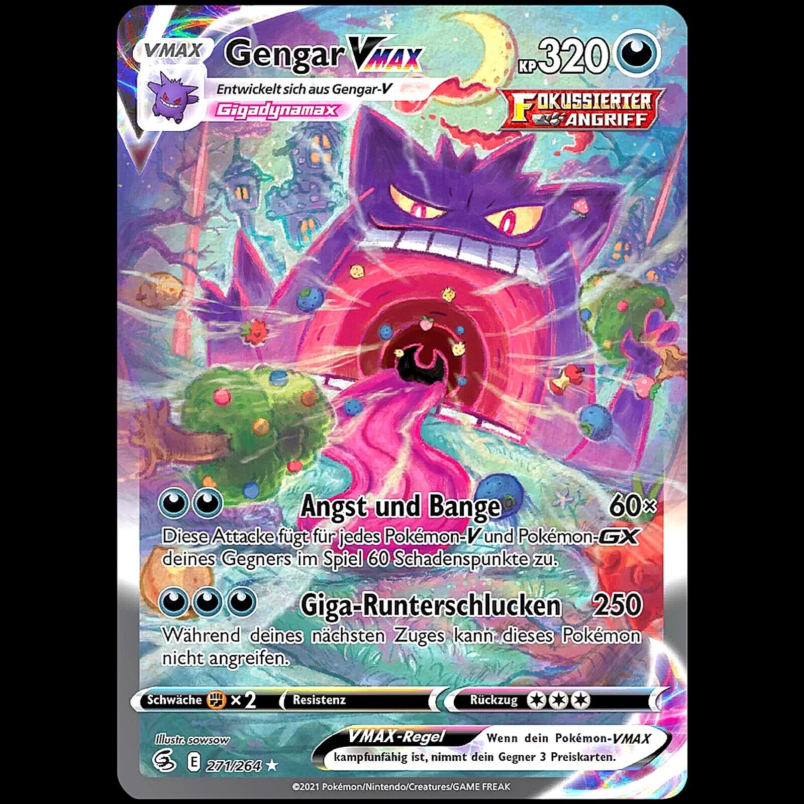 Gengar Vmax Alternative Artwork 271/264 Fusion Attack German - Pokemon Cards