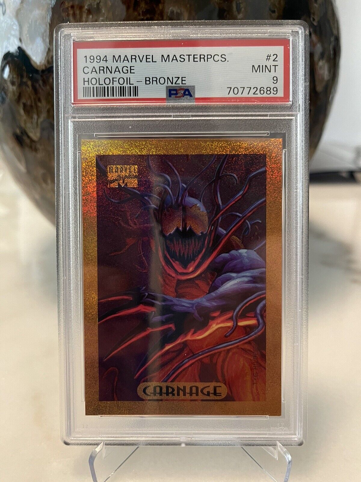 1994 Marvel Masterpieces Carnage Holofoil Bronze PSA 9 Mint👍👍🔥🔥great Quality