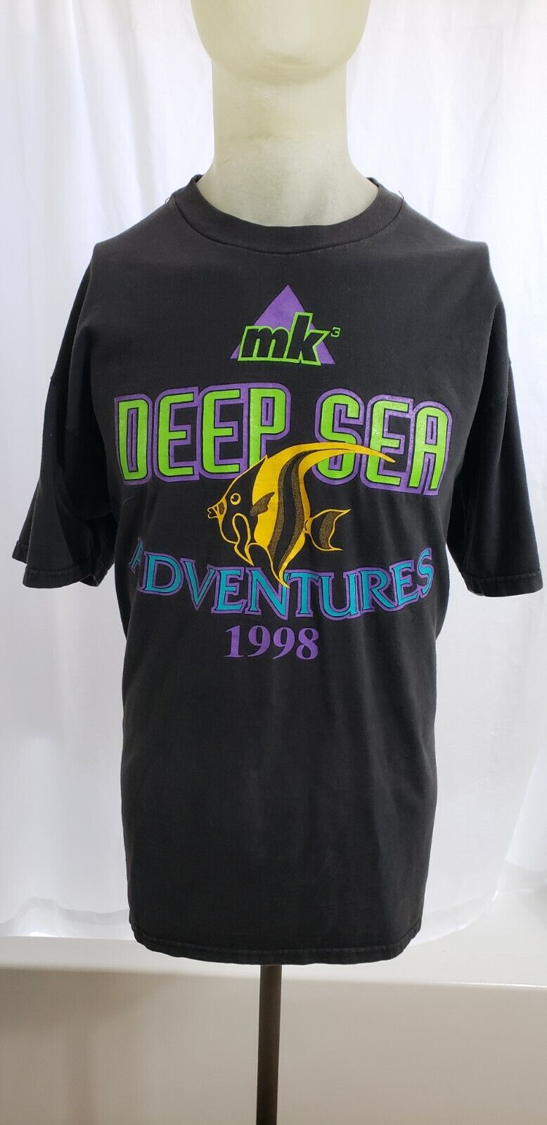 Vintage Mid-1990\'s MK3 Deep Sea Adventures Men\'s Black Graphic T-shirt Sz XLarge