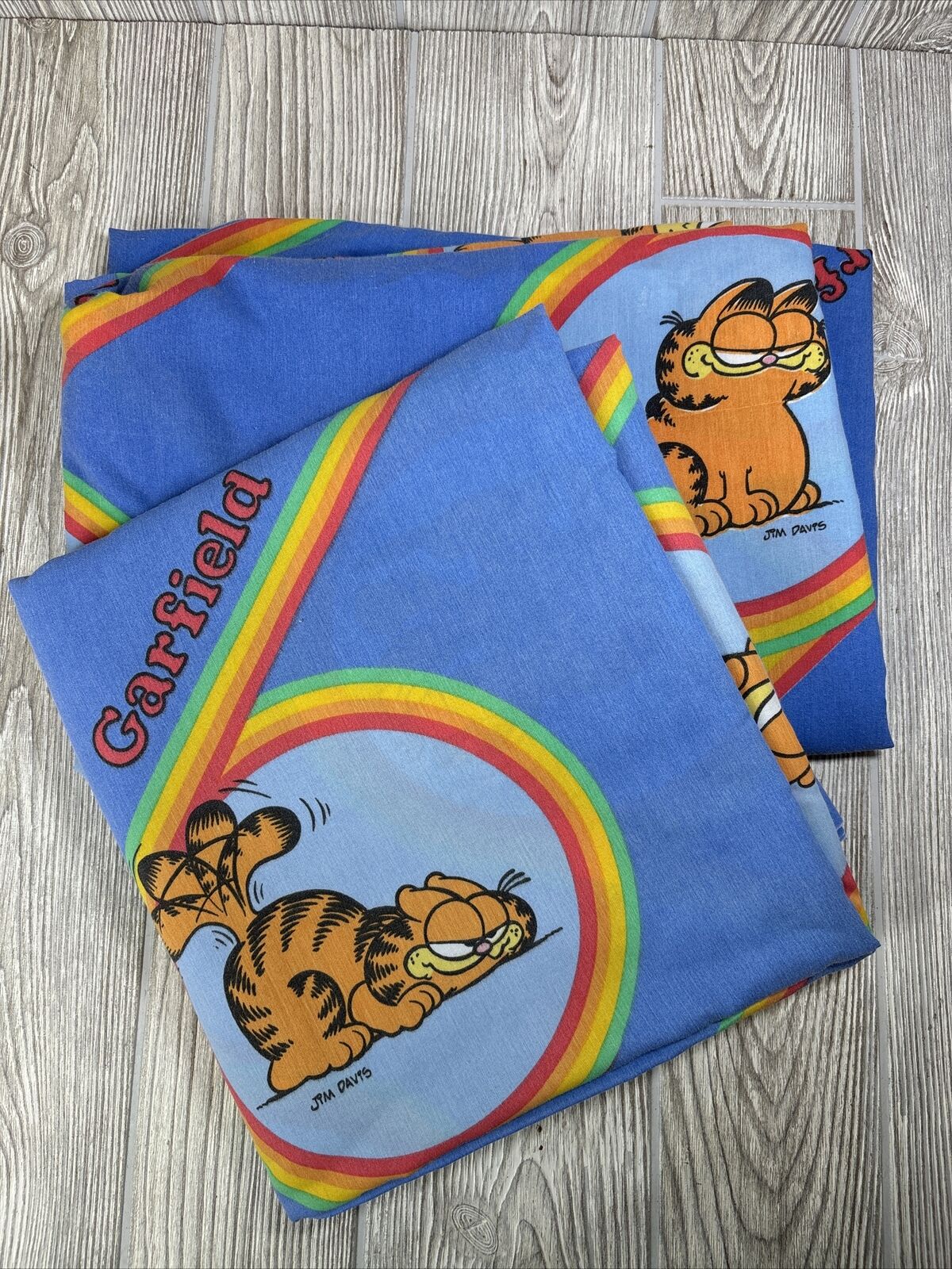 Garfield Sheet Set Full Size American Lifestyle Fitted & Flat 1978 Rainbow Davis