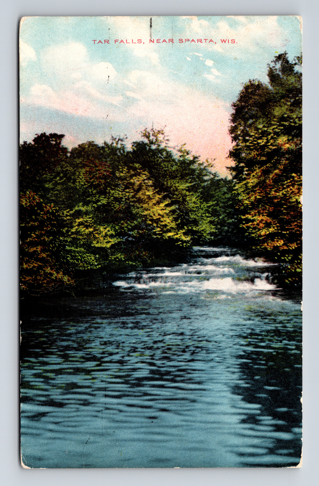 c1911 DB Postcard Sparta WI Wisconsin Tar Falls Rapids River