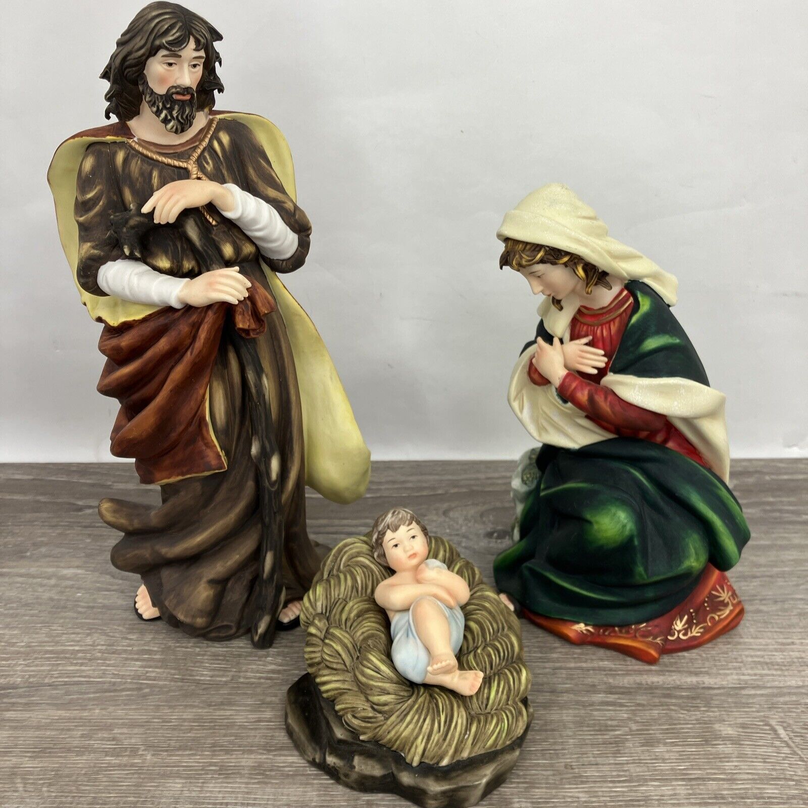 3 pc Set O’well Mary Joseph Jesus Christmas Nativity Figure Ceramic 11