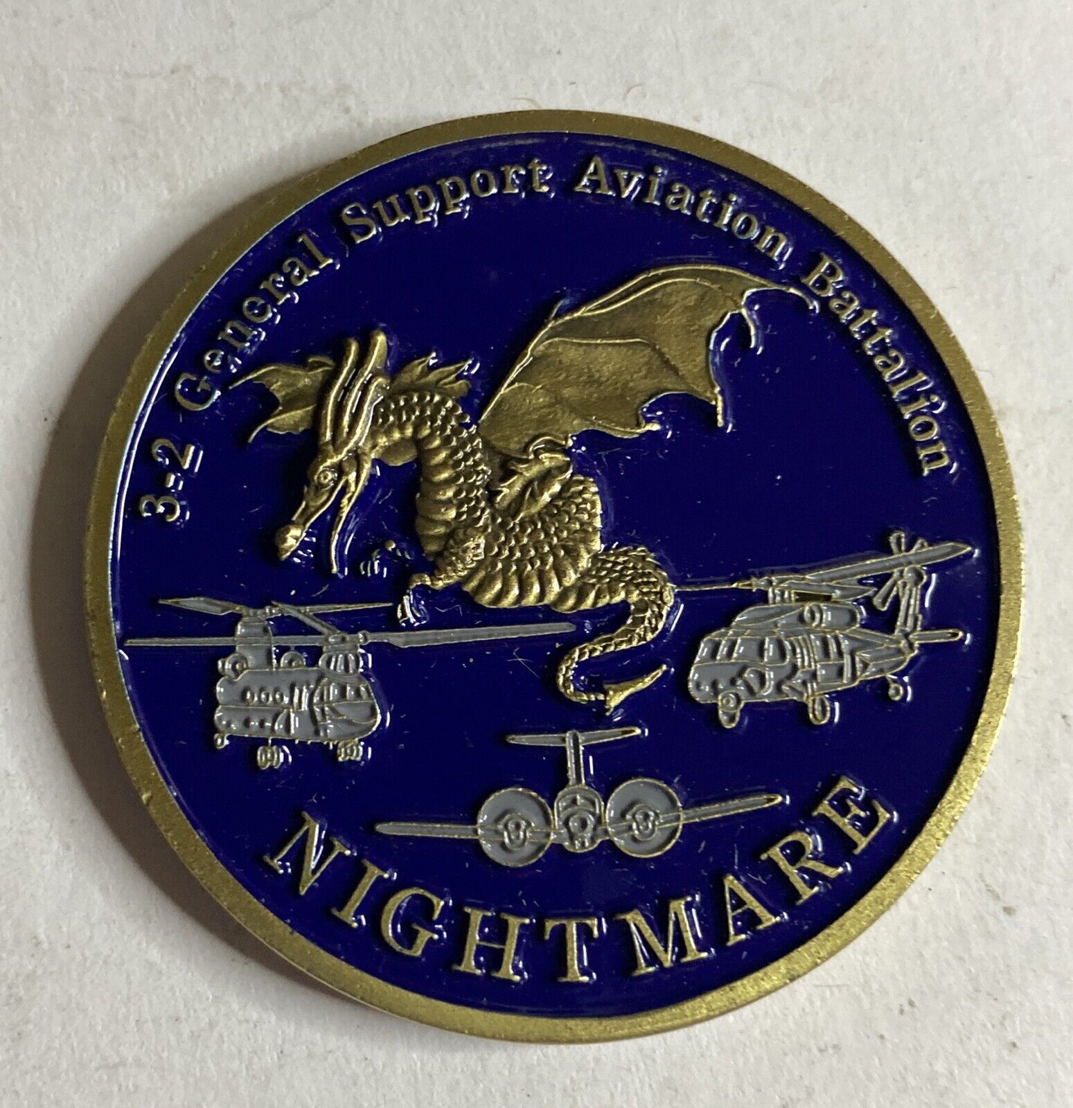 3-2 General Support Aviation Battalion Nightmare Challenge Coin RARE Some Damage
