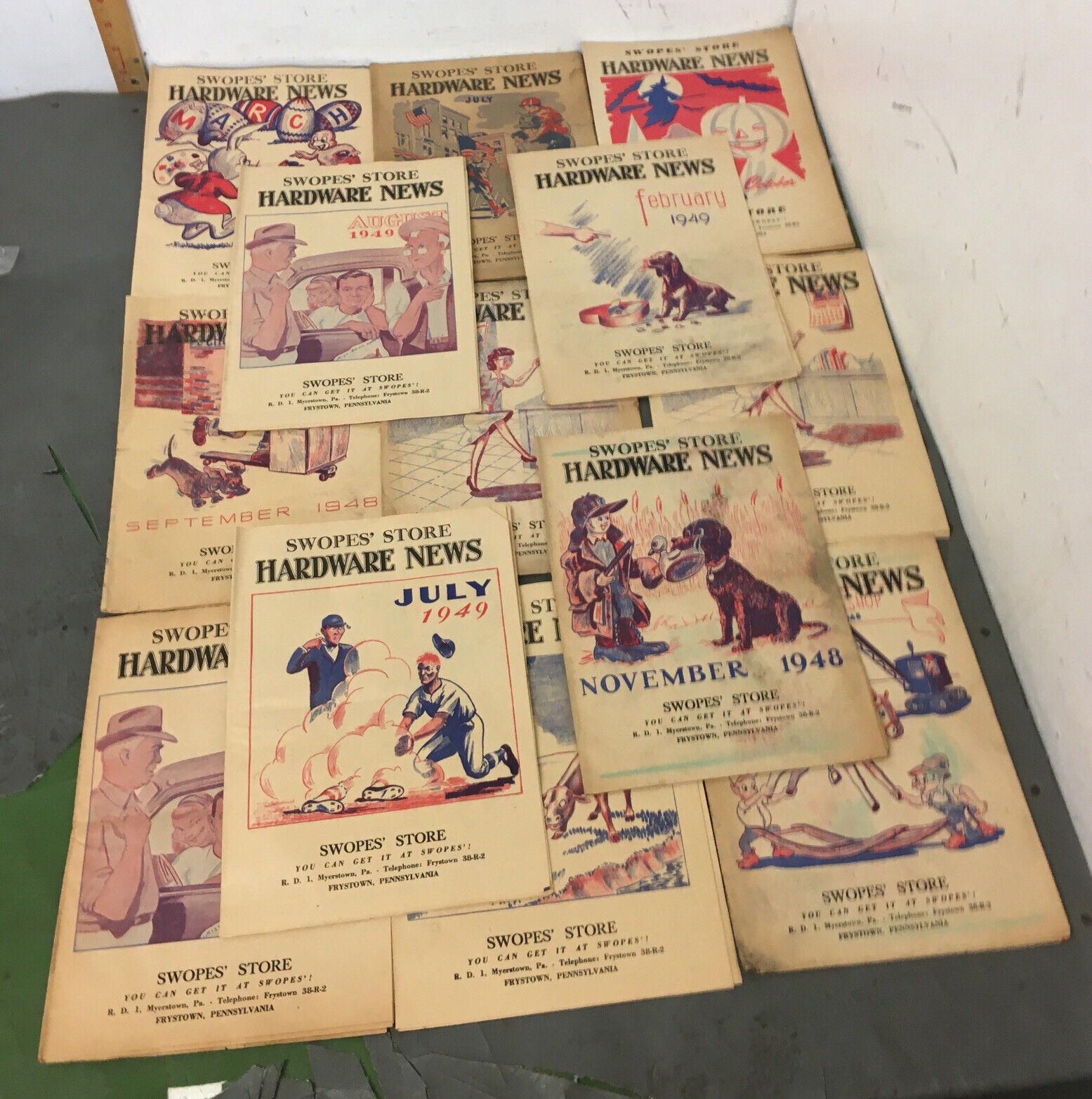 14 Swopes Store Hardware News Frystown Pa 1948 1949 Rare Halloween Baseball 