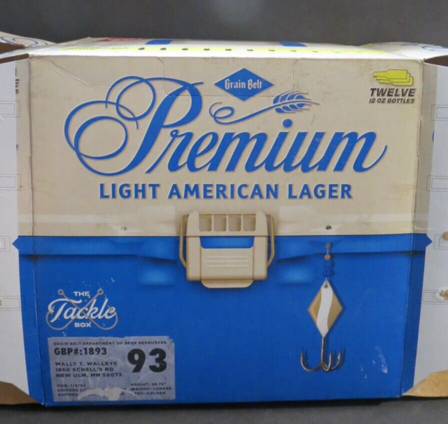 Grain Belt Premium Light Lager The Tackle Box Beer Can Empty Box Case Man Cave