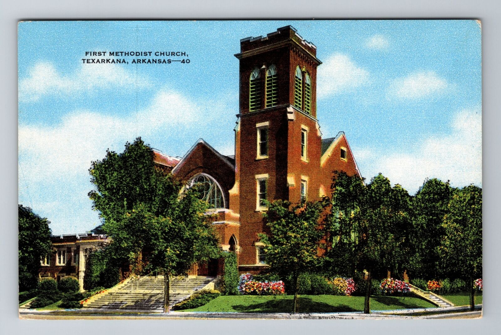 Texarkana AR-Arkansas, First Methodist Church, Religion, Vintage Postcard