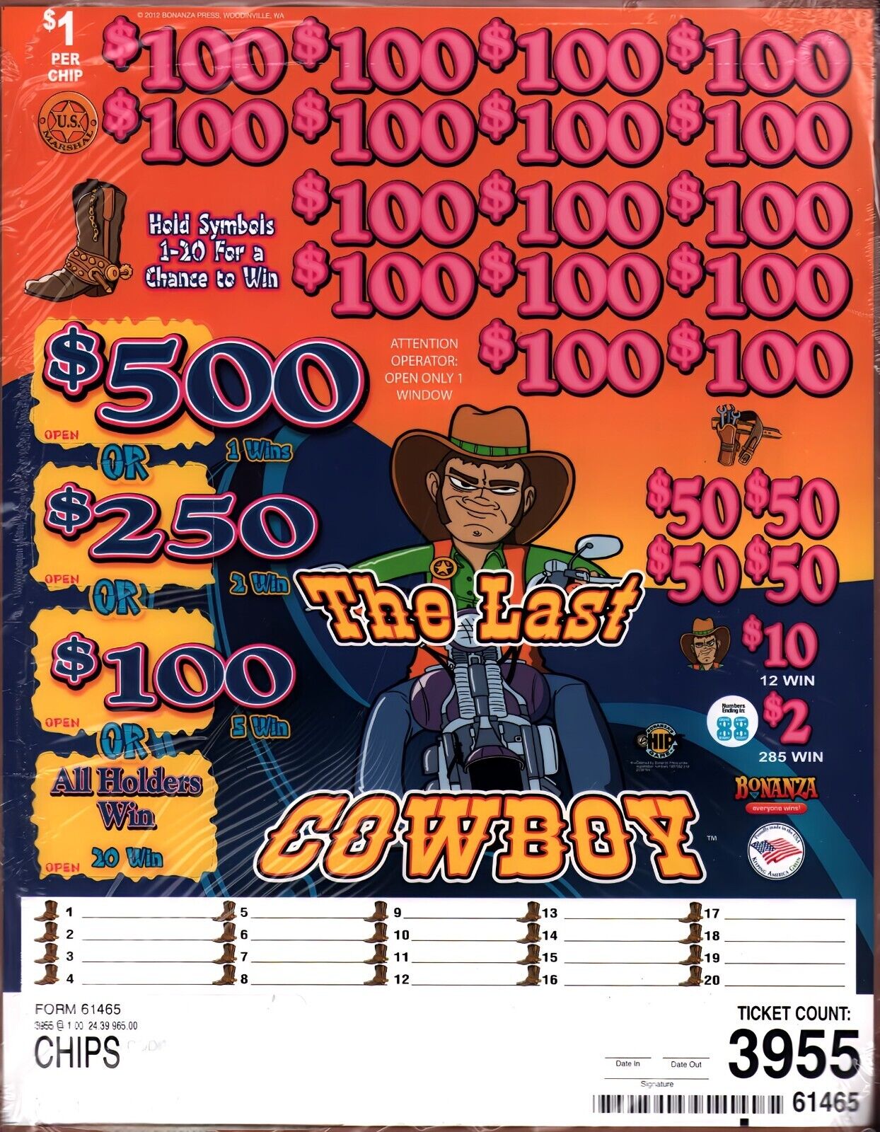 New Pull Tickets - Chip Tickets - The Last Cowboy