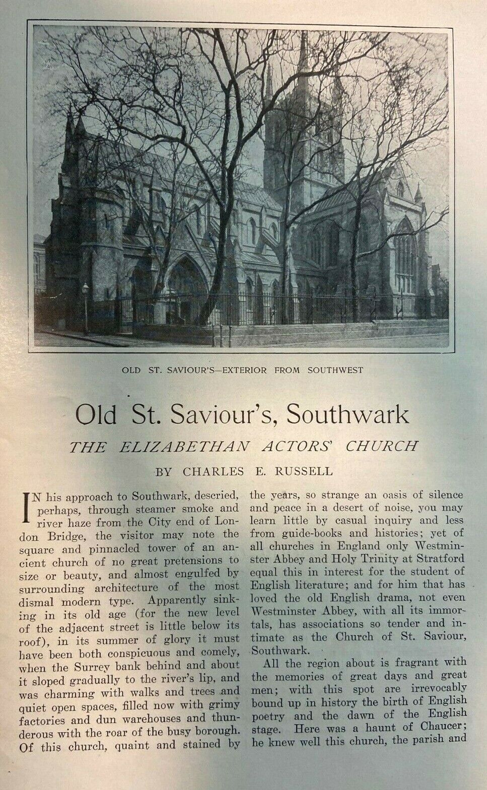1901 London Old St. Saviour\'s Church Southwark Chaucer Window Shakespeare Window
