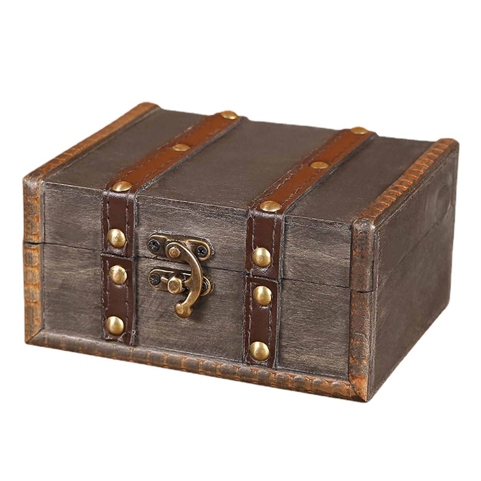 Handmade Vintage Wooden Treasure Case Home Decor Trinket Jewelry Storage Box