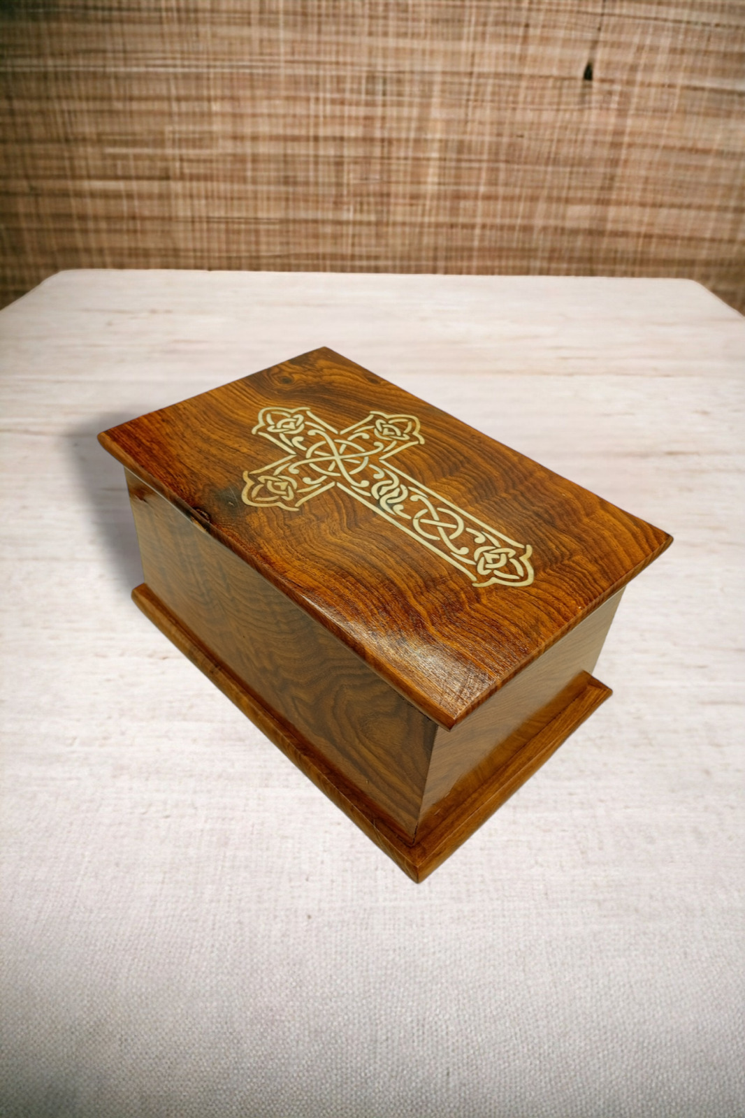 Wooden Urn for Human Ashes Beautiful Cross Engraved Design -Wooden Urns