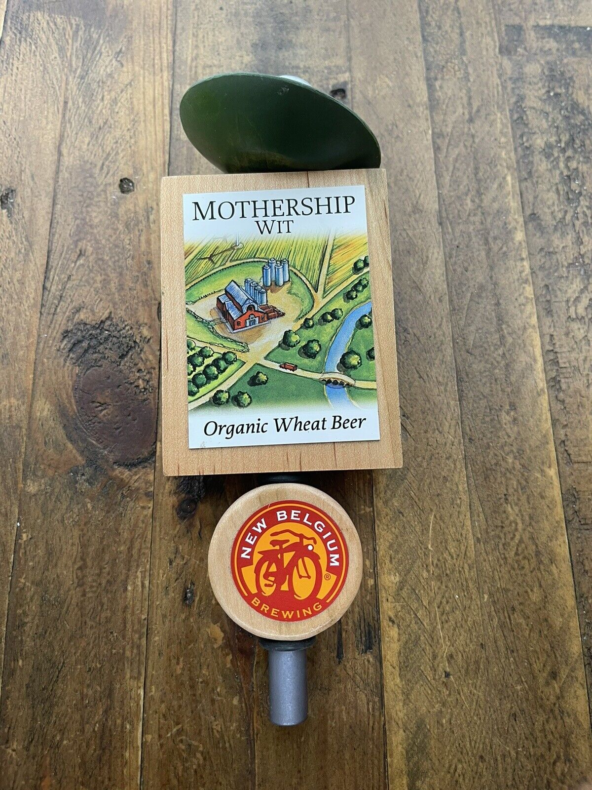 New Belgium Mothership Wit Organic Wheat Beer Wood Beer Tap UFO Handle