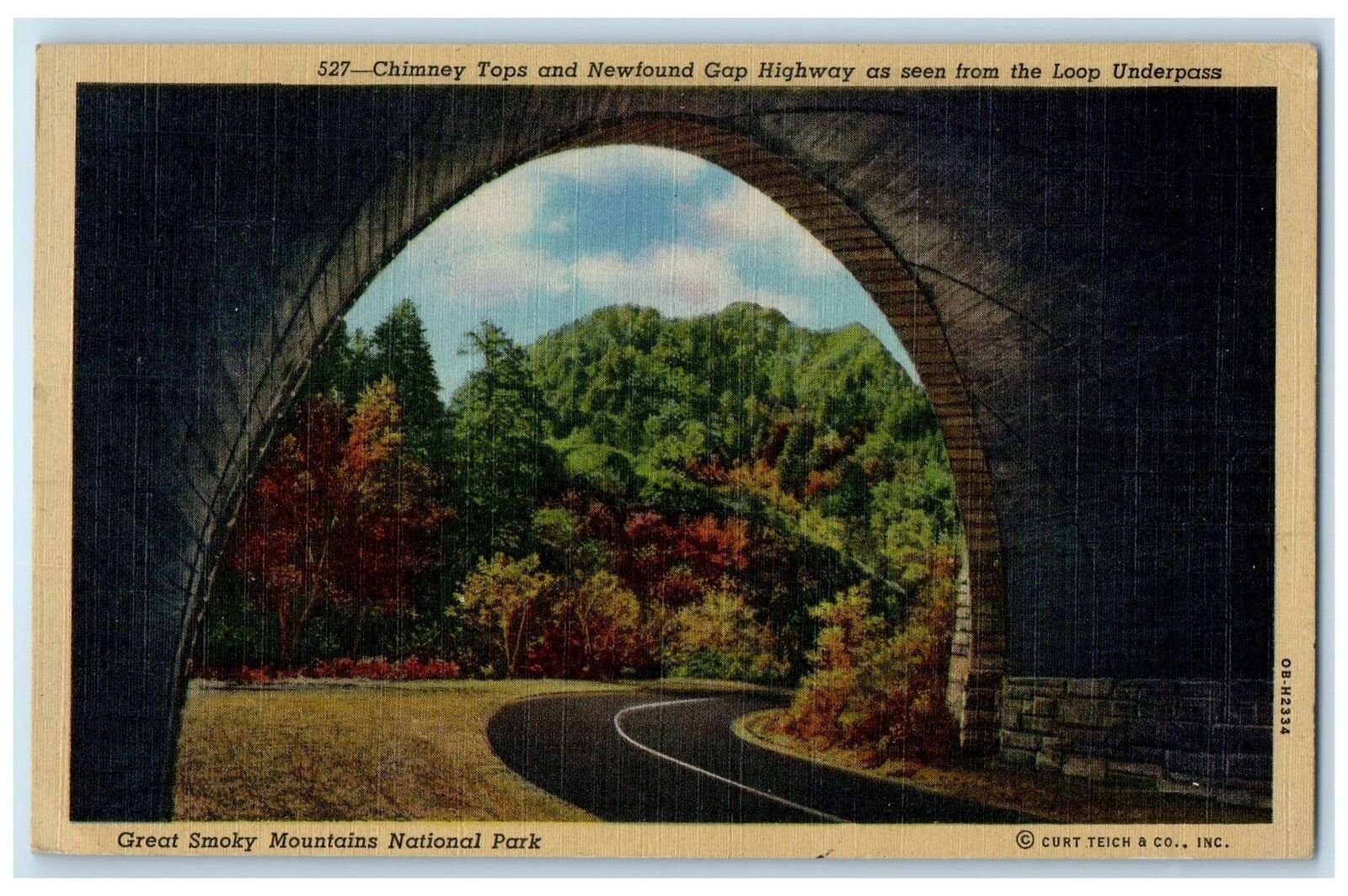 1949 Chimney Tops & Newfound Gap Great Smokey Mountain National Park Postcard