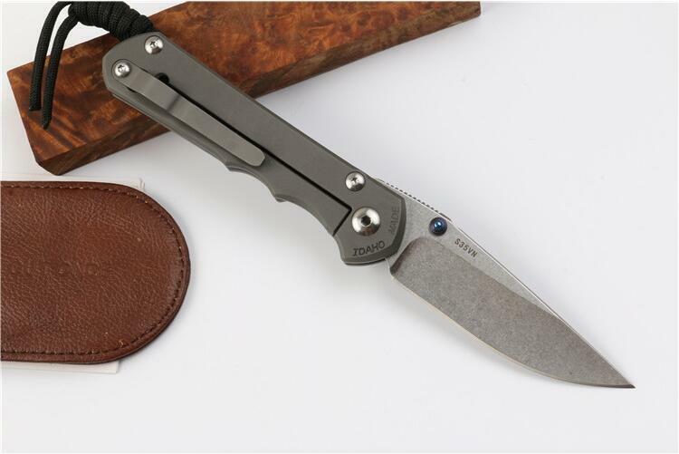 Y-START Camping Knife Hunting Folding Knife S35vn Blade TITANIUM Handle SF-11